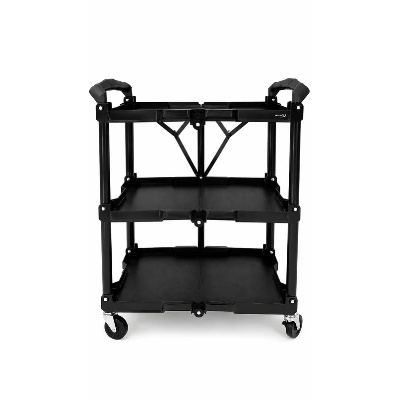 DESSERTE A ROULETTES PLIABLE STRUCTURE EN ALUMINIUM NOIR L 65,8 X L 44 XH 85,5 CM