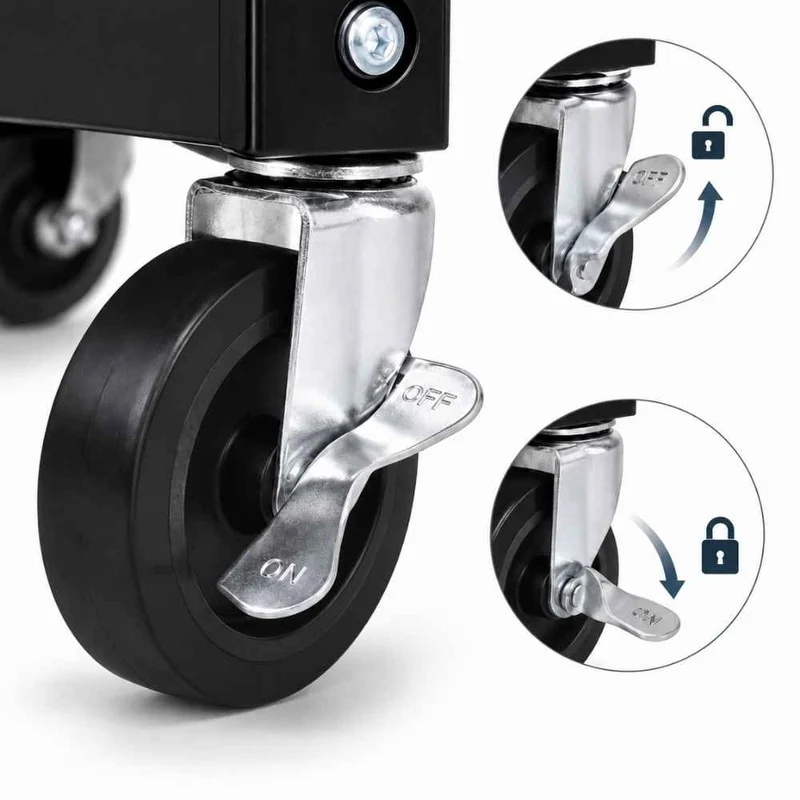 DESSERTE A ROULETTES PLIABLE STRUCTURE EN ALUMINIUM NOIR L 65,8 X L 44 XH 85,5 CM