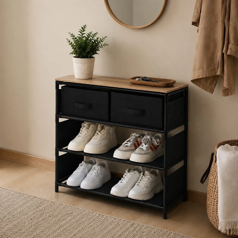 MEUBLE RANGE CHAUSSURES 2 TIROIRS