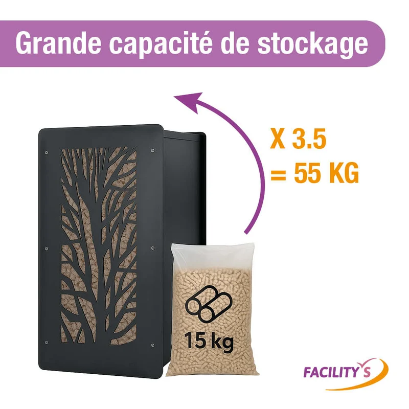 RESERVOIR A GRANULES EBENE NOIR 55KG