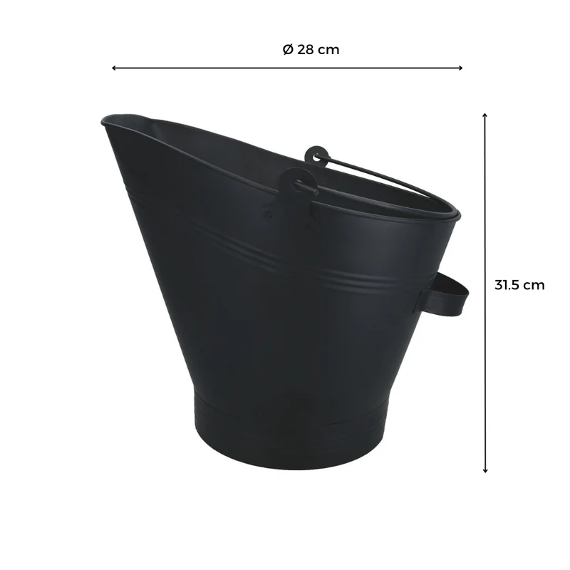 SEAU A CENDRES 4 PIECES 7L ACIER NOIR
