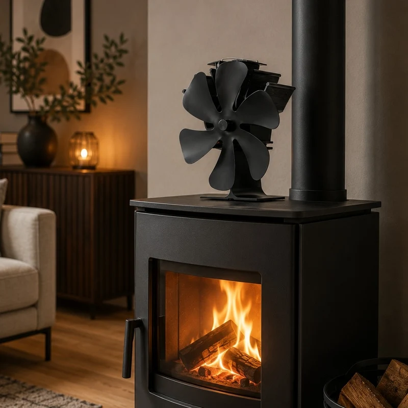 VENTILATEUR POELE A BOIS 6 PALES SANS ELECTRICITE 14 × 11 × 19 CM