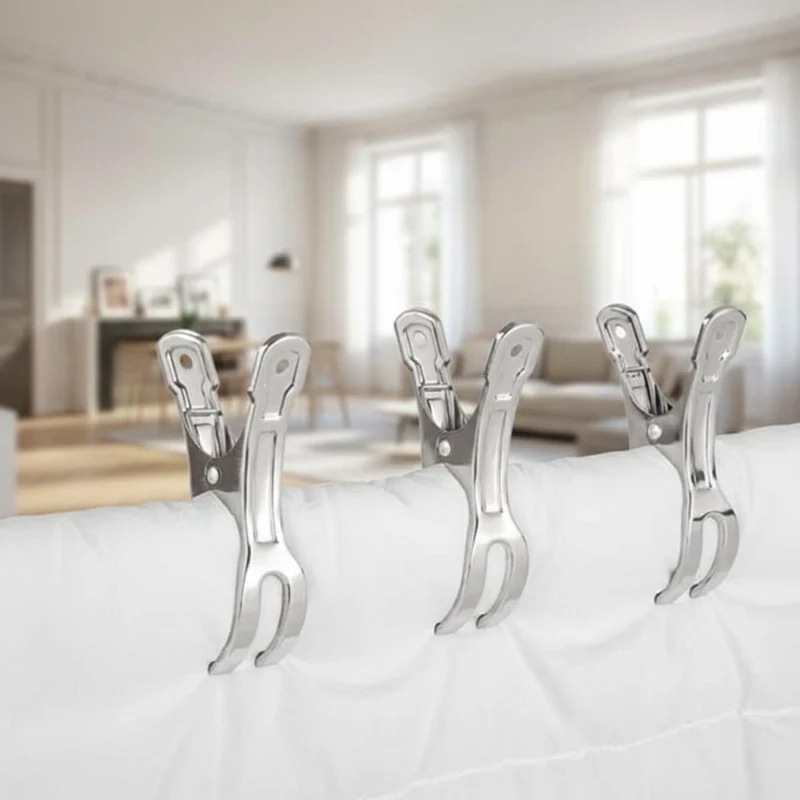 LOT DE 12 PINCES A LINGE INOX 8,5xØ1,9CM