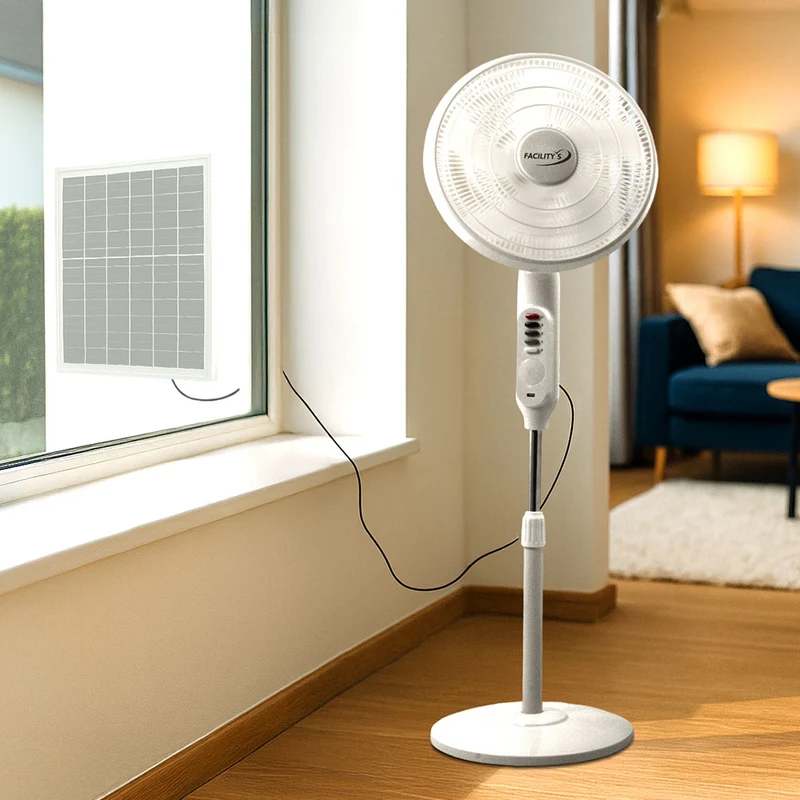 VENTILATEUR SUR PIED 2EN1 SOLAIRE ET ELECTRIQUE DIAM 41CM