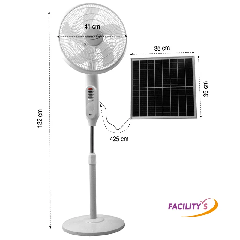 VENTILATEUR SUR PIED 2EN1 SOLAIRE ET ELECTRIQUE DIAM 41CM
