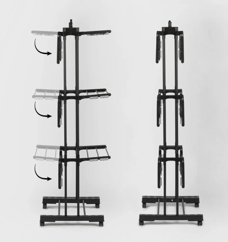Séchoir à linge extensible étendoir multifonction 38M EXTRA PLUS BLACK avec 3 niveaux Noir