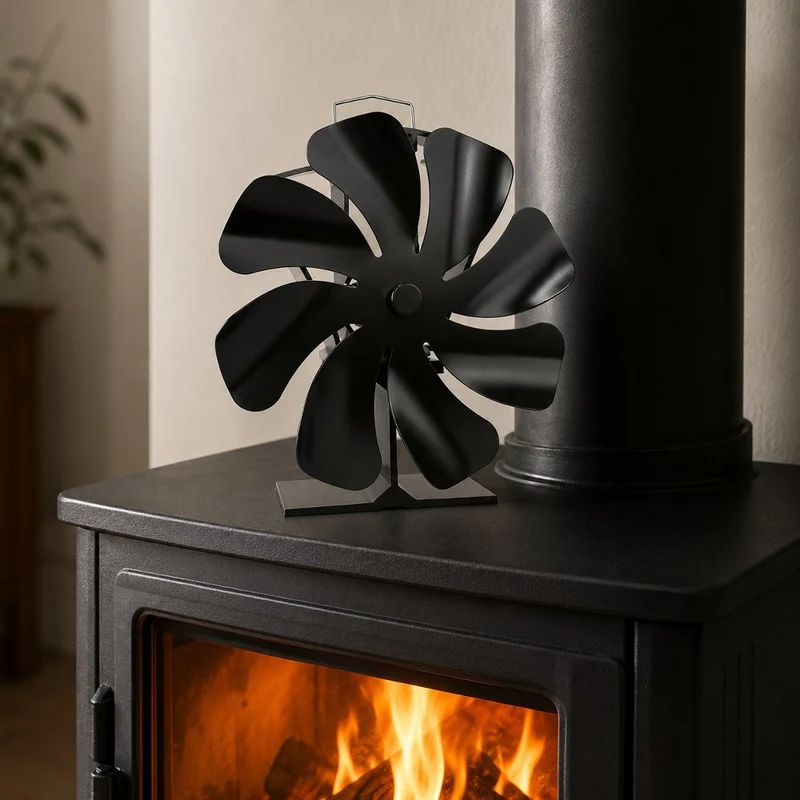 VENTILATEUR POÊLE À BOIS 8 PALES AVEC THERMOMÈTRE Ø 16 X H 17 cm