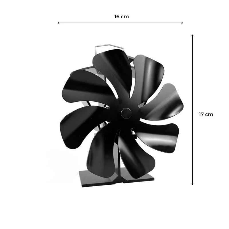 VENTILATEUR POÊLE À BOIS 8 PALES AVEC THERMOMÈTRE Ø 16 X H 17 cm