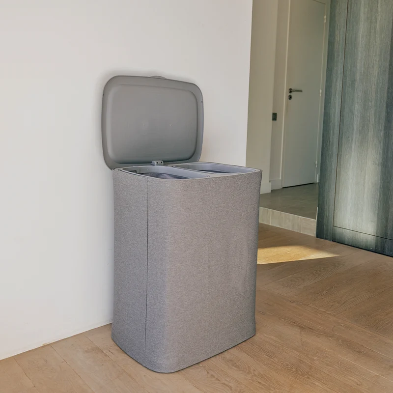 Panier à linge en tissu 50L SVEN avec couvercle et 2 sacs amovibles séparateurs, grande capacité, pliable et pratique