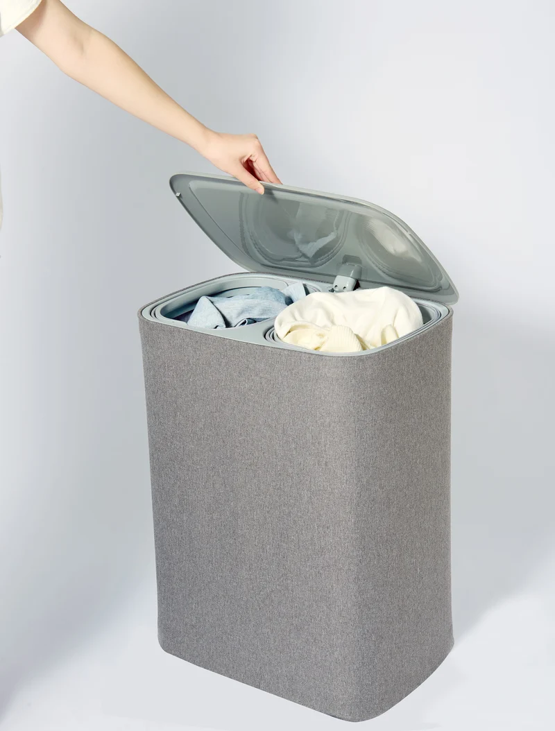 Panier à linge en tissu grande capacité 90 litres avec séparation, 2 sacs de lavage amovibles avec couvercle Modèle SVEN