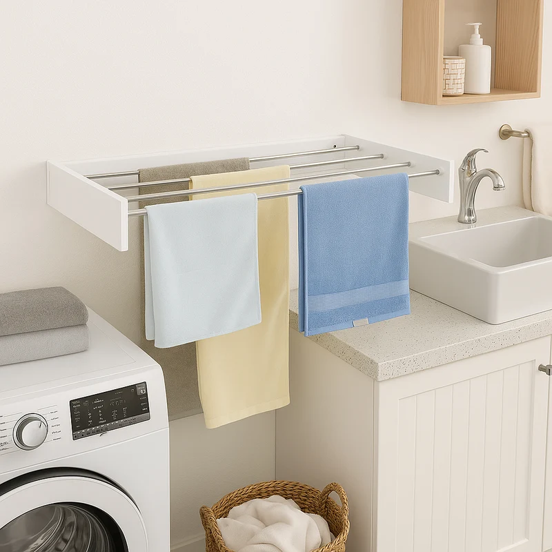 Étendoir à Linge Mural, Étendoir, Montage Mural, COBRA Etendoir à Linge Pliable pour l'intérieur ou l'extérieur, 100 cm, Blanc