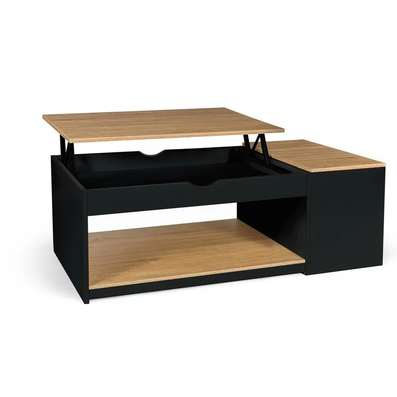 TABLE BASSE PLATEAU RELEVABLE AVEC COFFRE