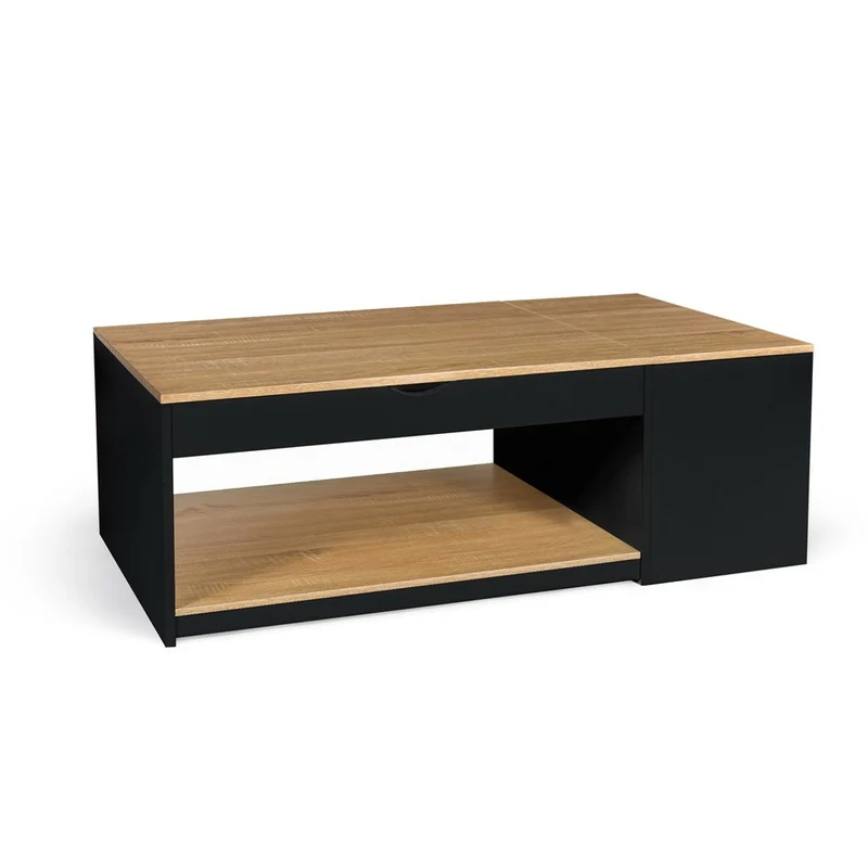TABLE BASSE PLATEAU RELEVABLE AVEC COFFRE
