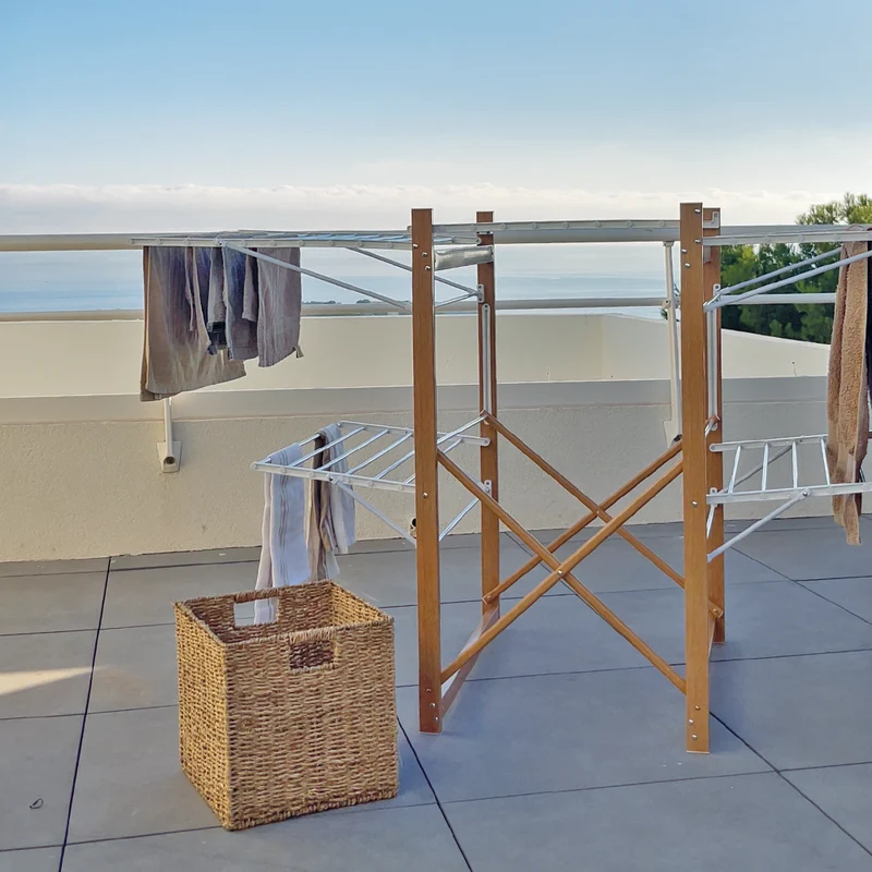 Séchoir à linge étendoir multifonction 32M USHUAIA MAX Couleur bois grande capacité