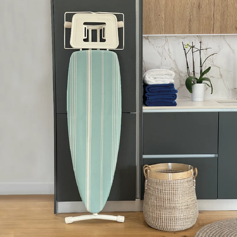 Table à repasser pliable BERMUDE en acier 124x40 cm hauteur réglable jusqu’à 94 cm avec repose-fer et support centrale vapeur
