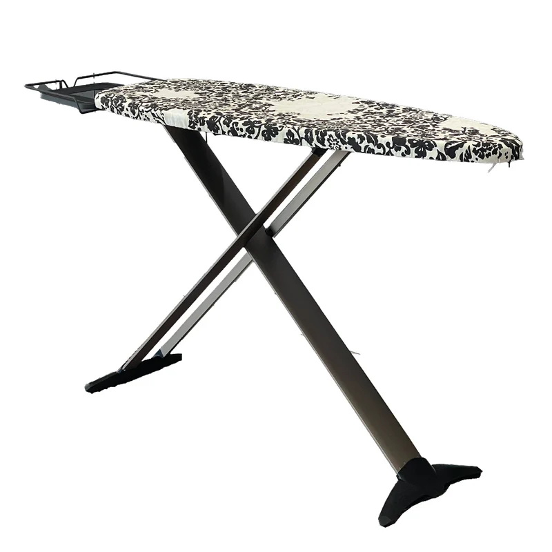 Table à repasser pliable TIFFANY en aluminium 130x47 cm hauteur réglable jusqu’à 100 cm avec repose-fer et support centrale vapeur
