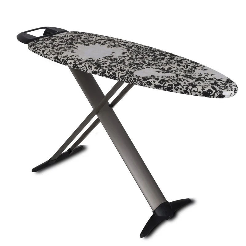 Table à repasser pliable TIFFANY en aluminium 130x47 cm hauteur réglable jusqu’à 100 cm avec repose-fer et support centrale vapeur