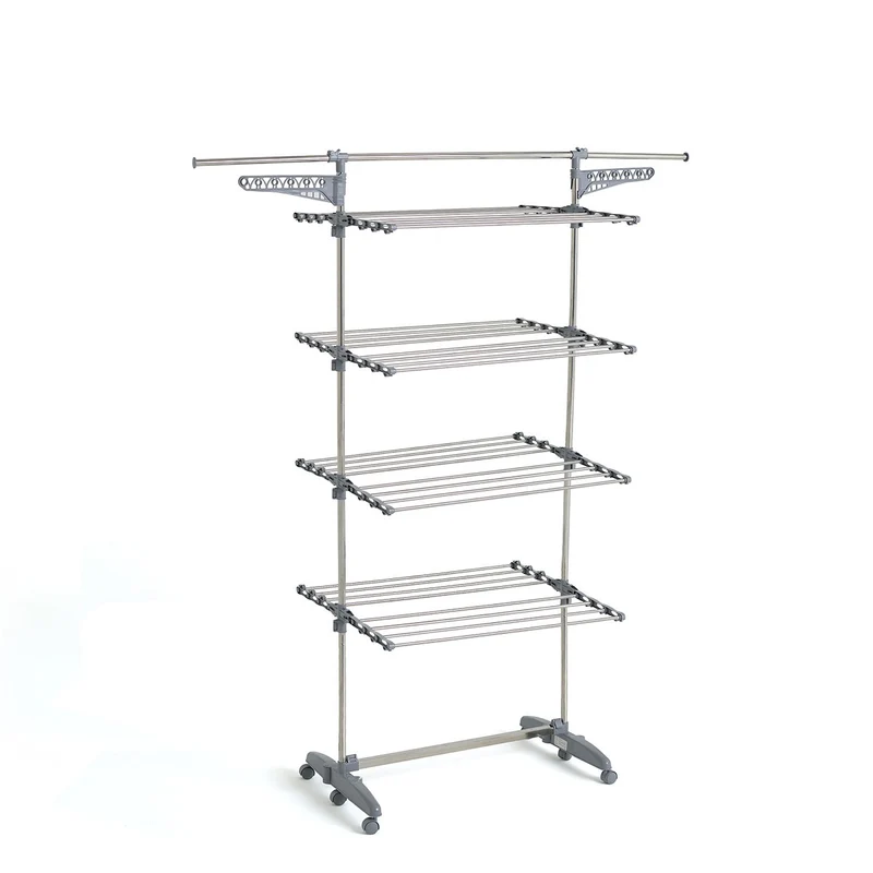 Séchoir à linge étendoir multifonction 30M EXTRA 4 niveaux Gris et Inox