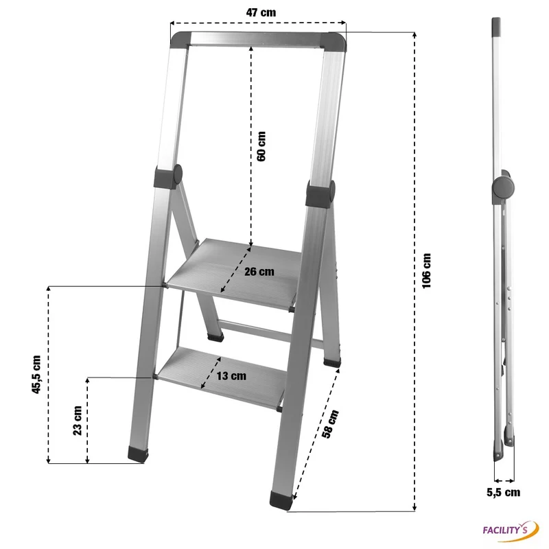 MARCHEPIED ALU SLIM 2 MARCHES