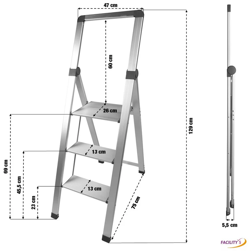 MARCHEPIED ALU SLIM 3 MARCHES