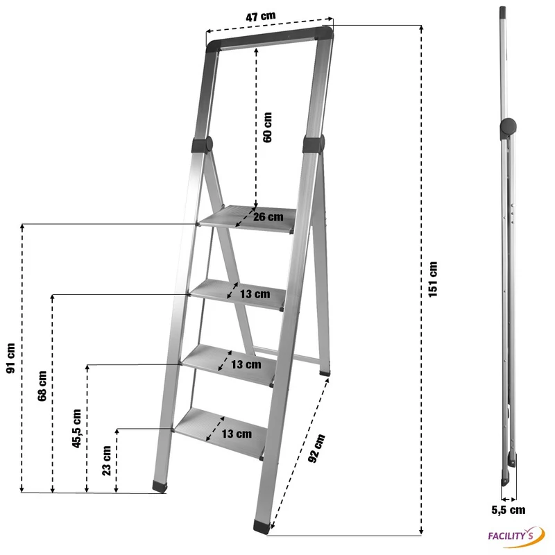 MARCHEPIED ALU SLIM 4 MARCHES
