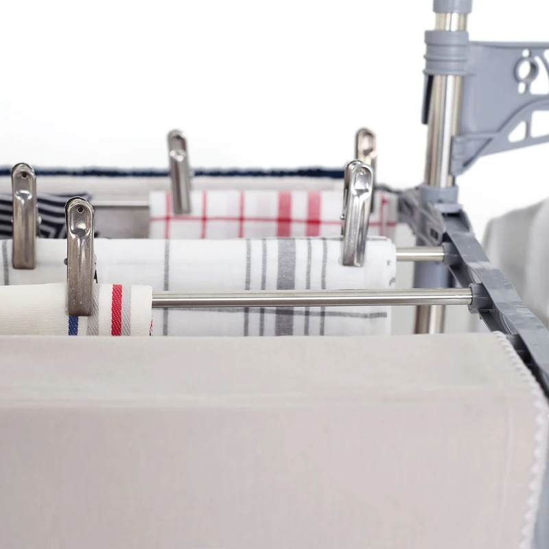Séchoir à linge étendoir multifonction 25M EXTRA 3 niveaux Gris et Inox