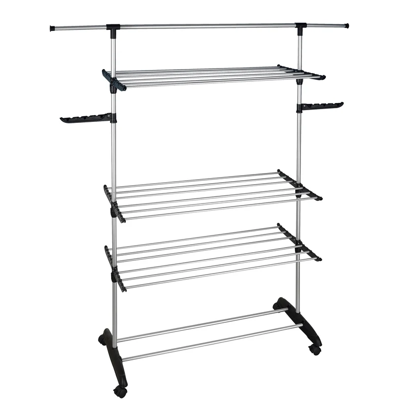 Séchoir à linge étendoir multifonction ULTIMA 25 avec 3 niveaux noir et inox