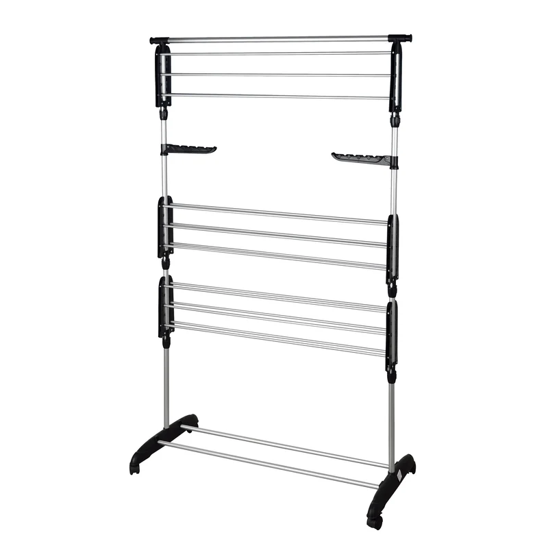 Séchoir à linge étendoir multifonction ULTIMA 25 avec 3 niveaux noir et inox