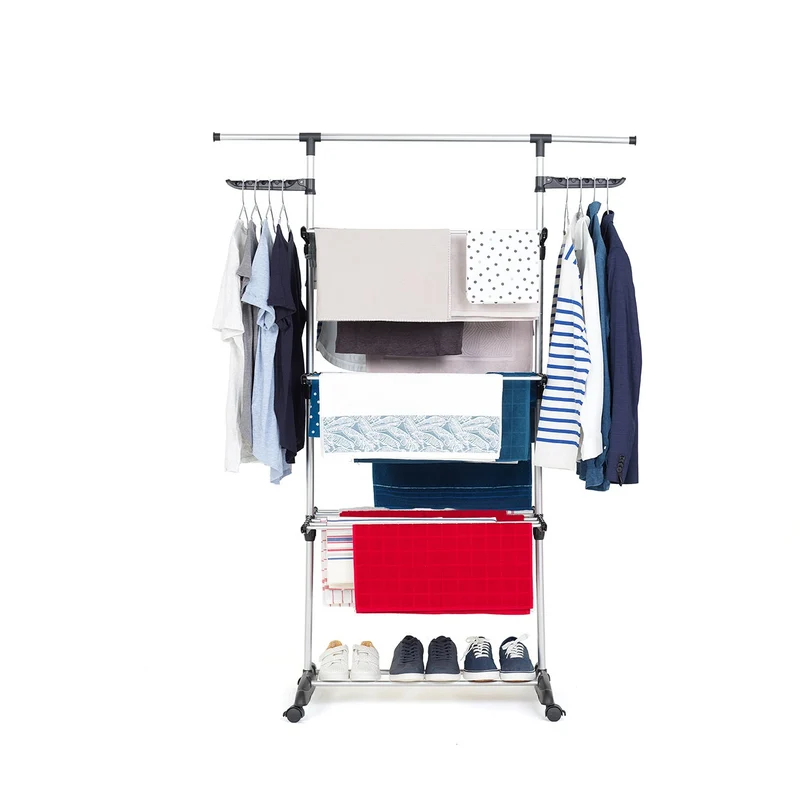 Séchoir à linge étendoir multifonction 18M ULTIMA 3 niveaux Noir et inox