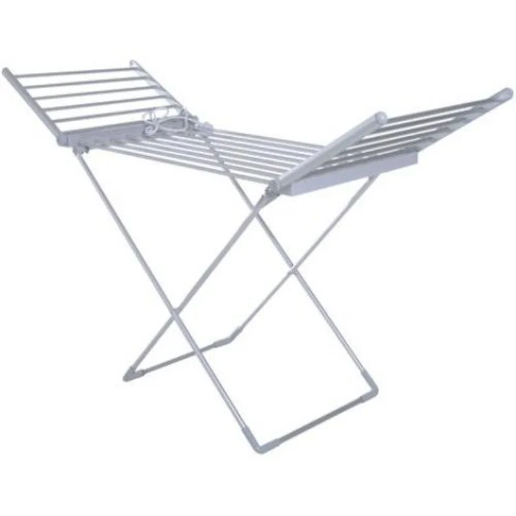 Séchoir à linge étendoir électrique 220W MAGMA Ailes rabattables Gris Aluminium
