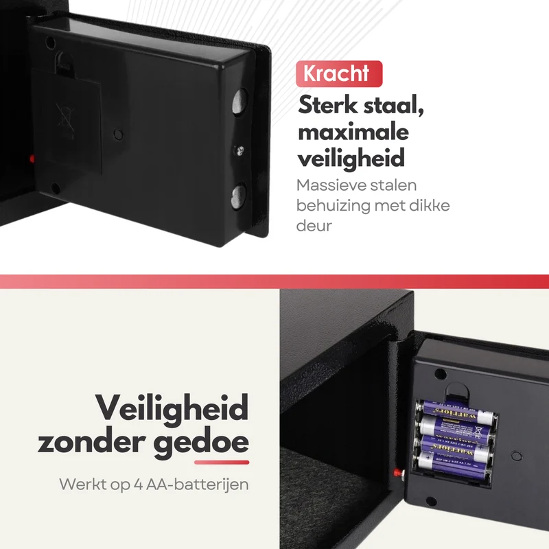 Sterla Elektronische Kluis Met Cijferslot – Incl. 2 Noodsleutels en Bevestigingsmateriaal – Veilig en Betrouwbaar – Zwart – 23x17x17 cm