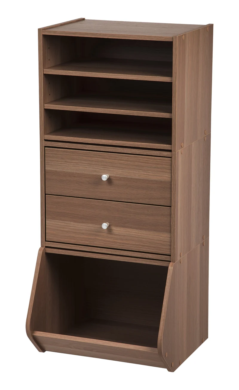 Modular Wood Stacking Box with Drawers