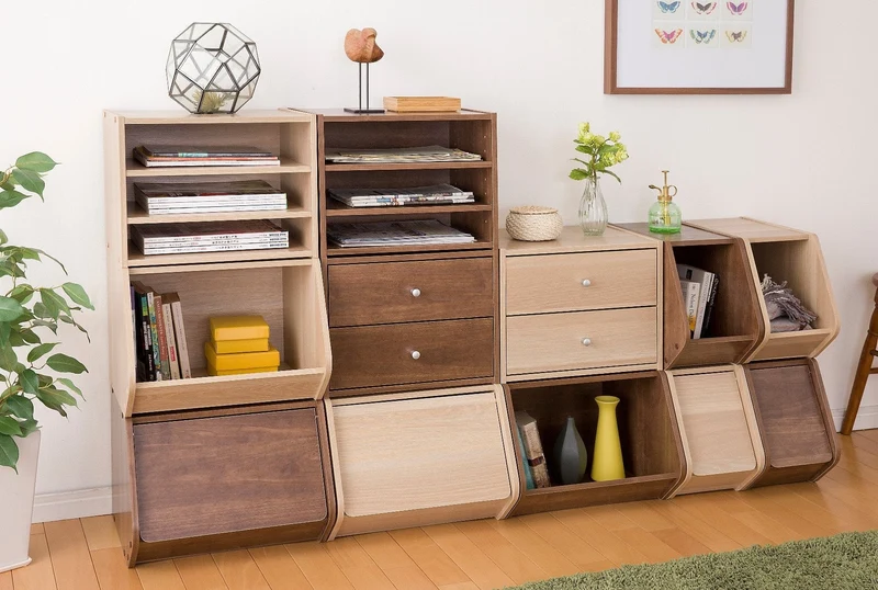 Modular Wood Stacking Box with Drawers