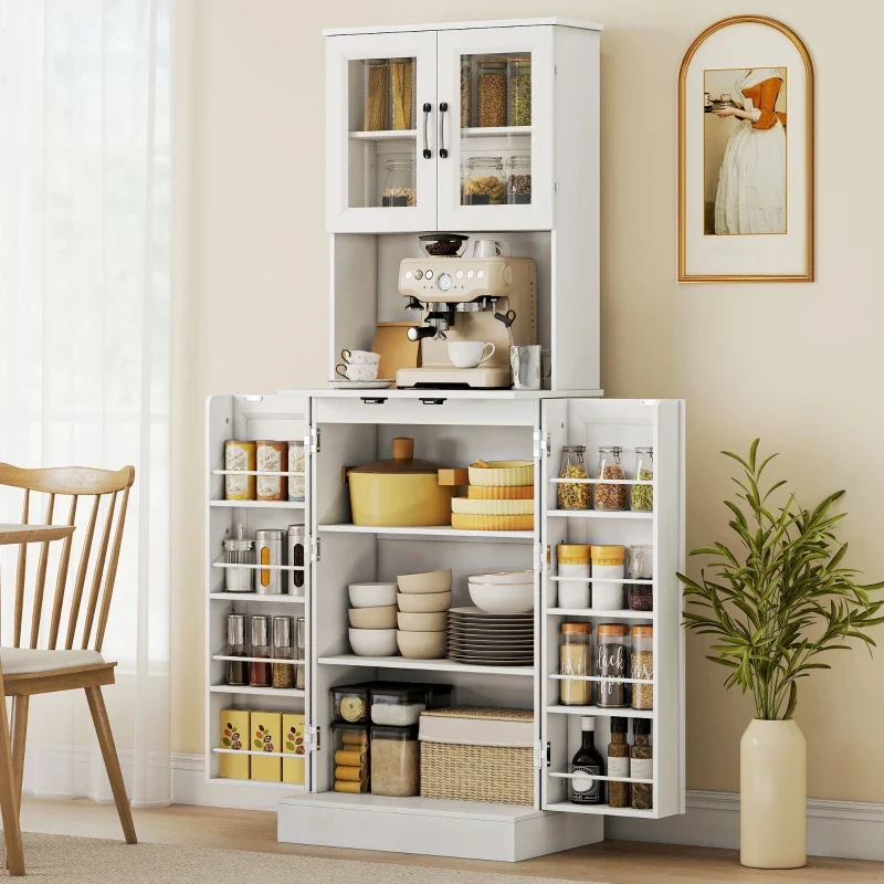 Nancy's Piombino Keukenkast - Voorraadkast - Opbergkast - Buffetkast - Wit - ± 60 x 40 x 180 cm