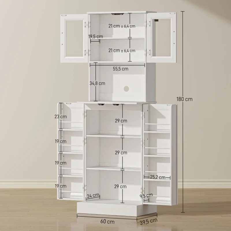 Nancy's Piombino Keukenkast - Voorraadkast - Opbergkast - Buffetkast - Wit - ± 60 x 40 x 180 cm