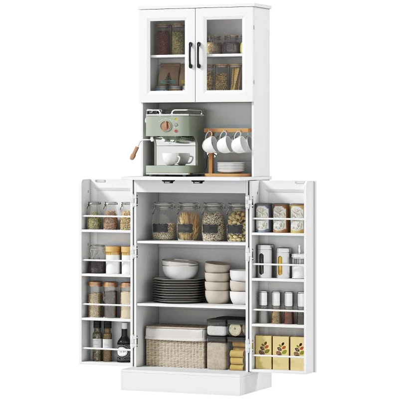 Nancy's Piombino Keukenkast - Voorraadkast - Opbergkast - Buffetkast - Wit - ± 60 x 40 x 180 cm