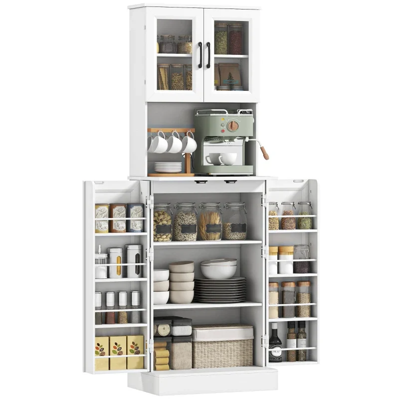 Nancy's Piombino Keukenkast - Voorraadkast - Opbergkast - Buffetkast - Wit - ± 60 x 40 x 180 cm