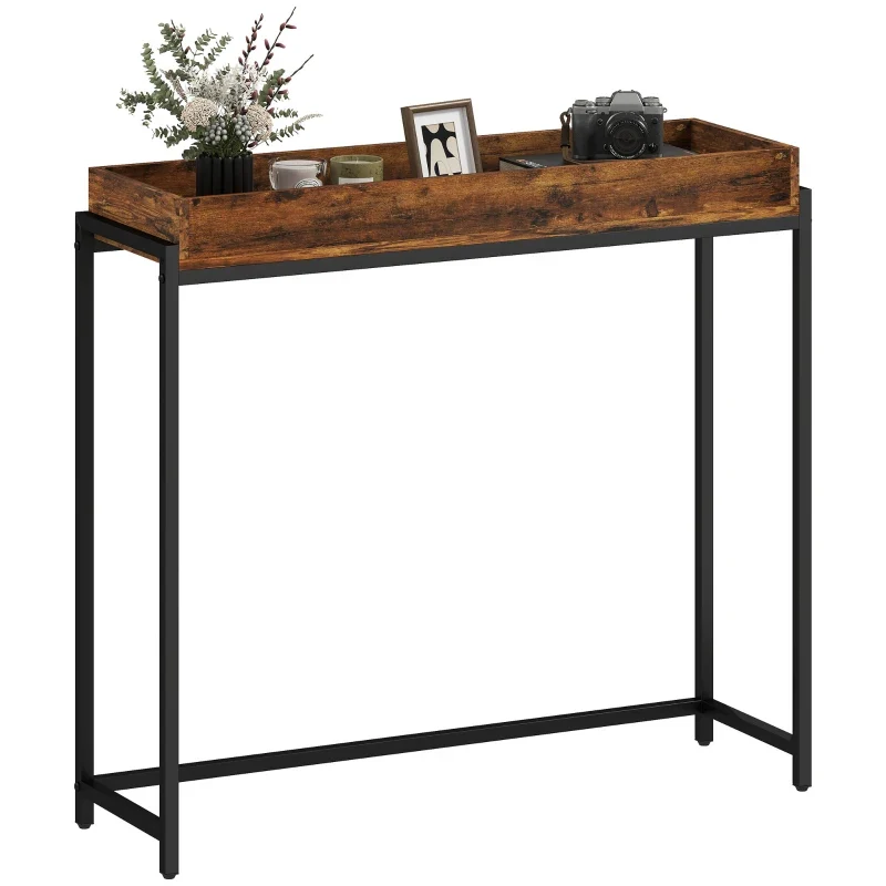 Nancy's Patti Sidetable - Consoletafel - Bijzettafel - Bruin / Zwart - ± 100 x 30 x 90 cm