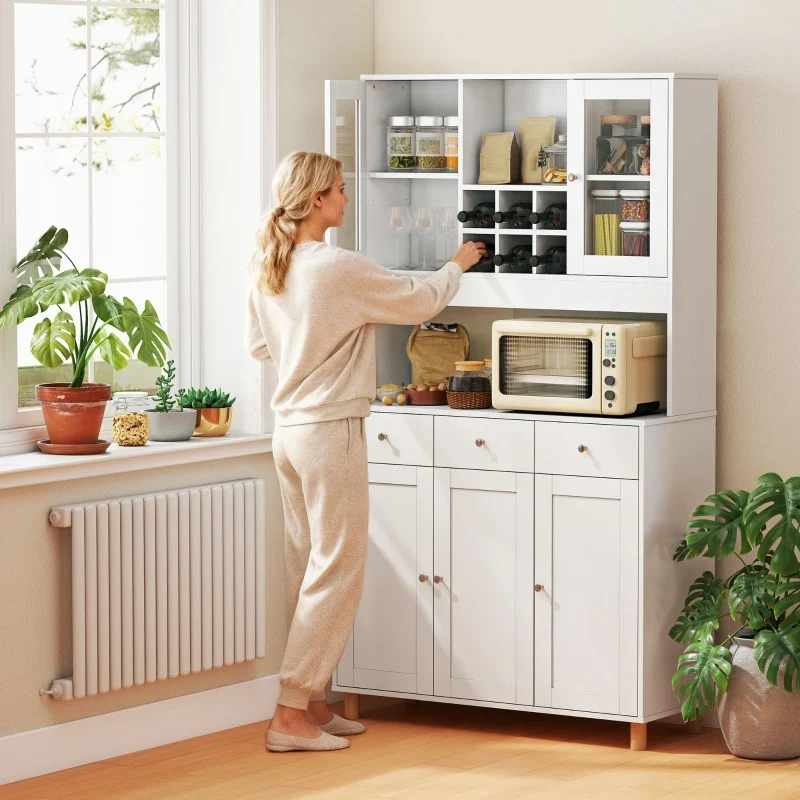 Nancy's Paterno Keukenkast - Opbergkast - Buffetkast - Wit - 100 x 40 x 180 cm