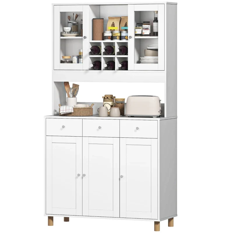 Nancy's Paterno Keukenkast - Opbergkast - Buffetkast - Wit - 100 x 40 x 180 cm