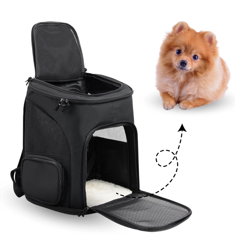 Uitklapbare Honden- en Katten Rugzak - Tot 8kg - Comfort, Veiligheid en Ruimte voor Jouw Huisdier - Draagtas 40 x 33 x 26 cm - Zwart