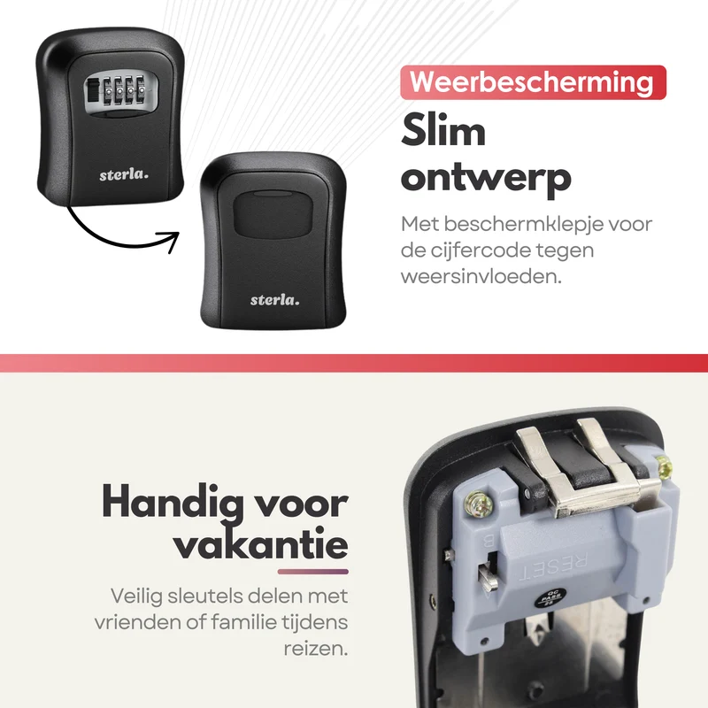 Sterla Sleutelkluis – Waterbestendige Sleutelkast met Cijferslot – Veilig en Gebruiksvriendelijk – Geschikt voor Binnen en Buiten