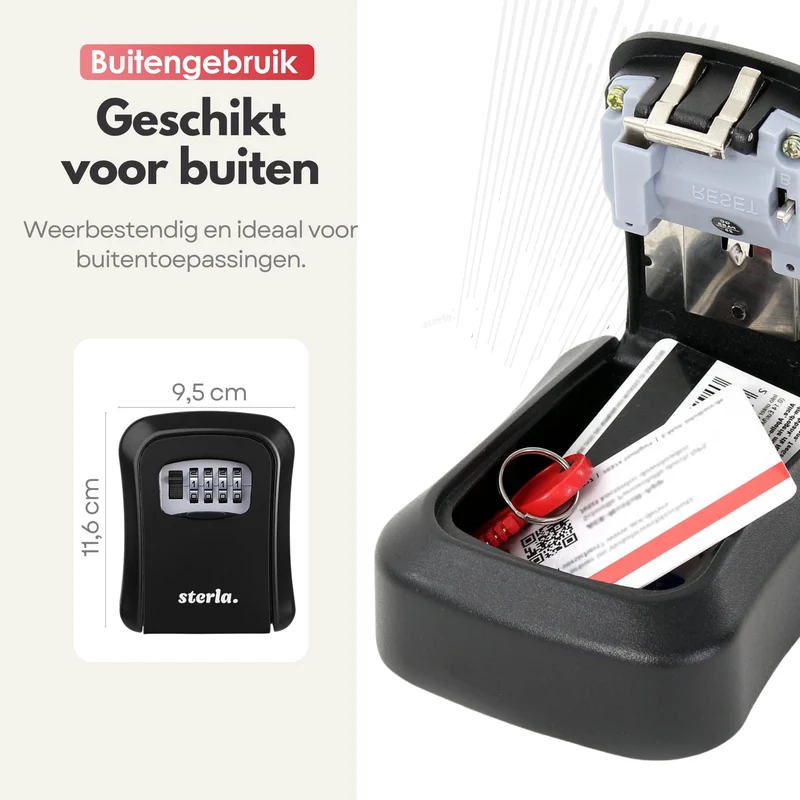 Sterla Sleutelkluis – Waterbestendige Sleutelkast met Cijferslot – Veilig en Gebruiksvriendelijk – Geschikt voor Binnen en Buiten