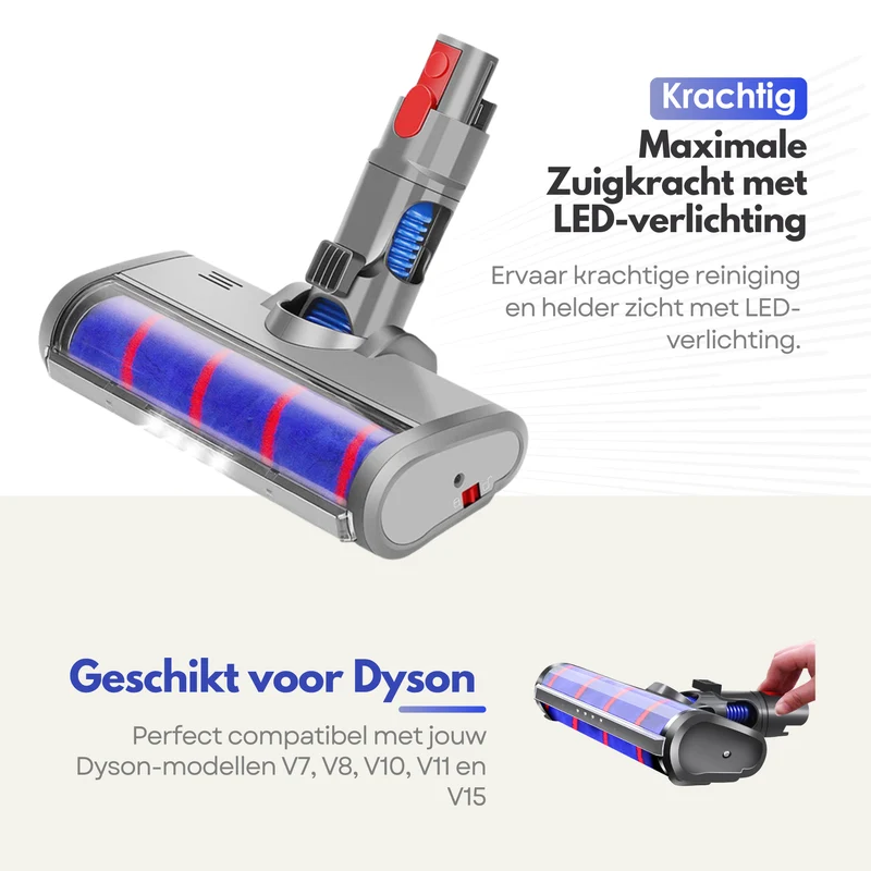 Sterla Stofzuigermond Geschikt voor Dyson V7, V8, V10, V11 en V15 – Zuigmond voor Steelstofzuiger – Wasbare Borstel – Hoogwaardige Kwaliteit