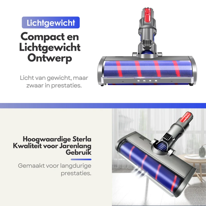 Sterla Stofzuigermond Geschikt voor Dyson V7, V8, V10, V11 en V15 – Zuigmond voor Steelstofzuiger – Wasbare Borstel – Hoogwaardige Kwaliteit