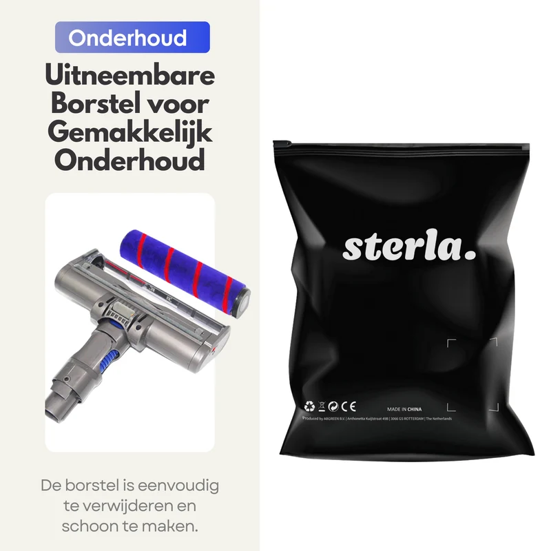 Sterla Stofzuigermond Geschikt voor Dyson V7, V8, V10, V11 en V15 – Zuigmond voor Steelstofzuiger – Wasbare Borstel – Hoogwaardige Kwaliteit