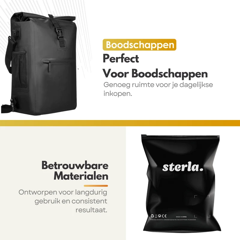 3in1 Fietstas – Waterdichte Fietsrugtas & Schoudertas – 25L Laptopvak – Geschikt voor Fiets & E-bike – PVC