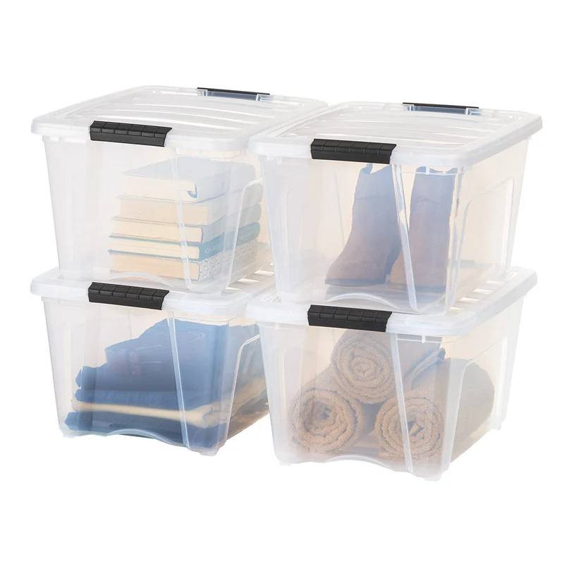 Stack & Pull® Storage Box - 32 QT Clear 4 Pack