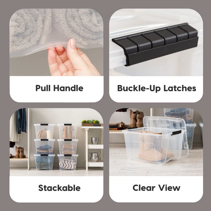 Stack & Pull® Storage Box - 32 QT Clear 4 Pack