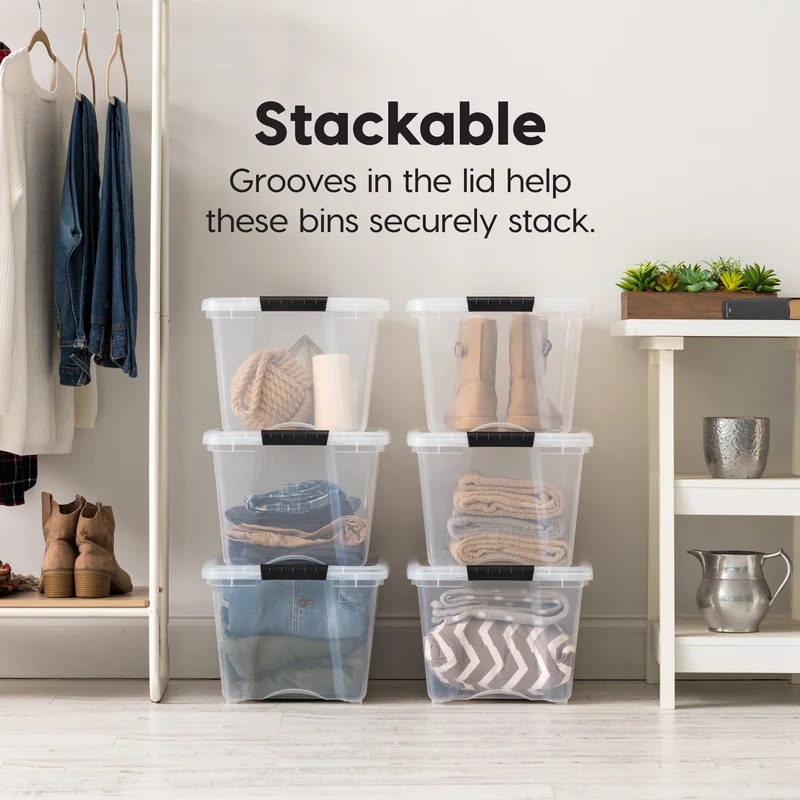 Stack & Pull® Storage Box - 32 QT Clear 4 Pack